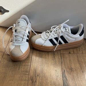 Adidas White and Black Platform Sneakers